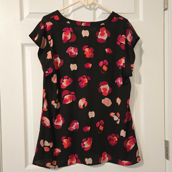 CAbi Petal Blouse Cap Sleeve Floral Print Popover Women's Top Style 5523 Size L - Picture 2 of 5